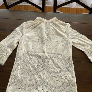 Hemant and Nandita/Anthropology Elegant Cream Lace Women's Top